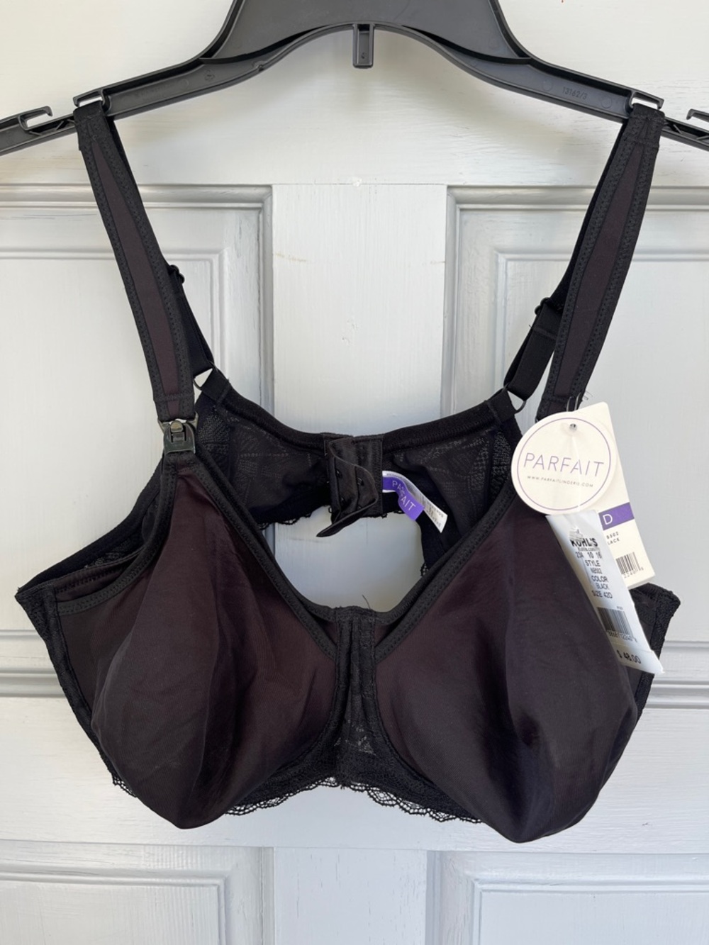 Parfait Nursing Bra NWT Black Lace Full-Coverage Underwire Support Straps Sz 42D